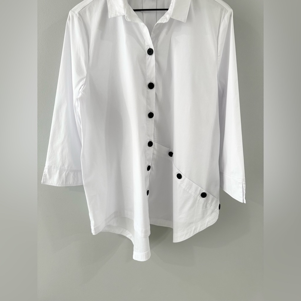 Habitat Asymmetric Hem Button Front Tunic White S… - image 4